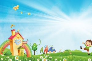 幼儿园卡通户外游戏蓝色banner