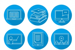 网络学校扁平化蓝色图标icon