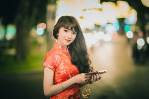 时尚的女孩 头发 旗袍美女5K壁纸