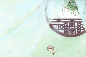 古风扇子樱花春天背景