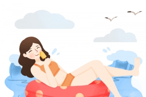 海滩,旅游,戏水,游泳女孩