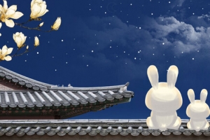 中秋节夜色月亮玉兔背景