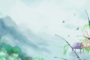 手绘远眺风景图