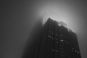 建筑 塔 摩天大楼 雾 黑白 4k壁纸 3840x2160