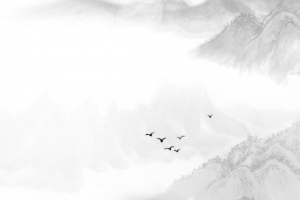 写意村庄山水水墨画