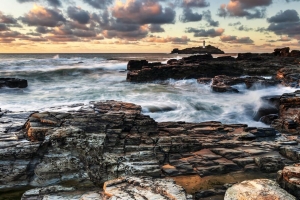 海岸 岩石 海洋 黄昏 风景 4k壁纸 3840x2160