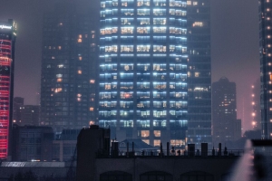 建筑 烟雾 雾 摩天大楼 夜城 4k壁纸 3840x2160