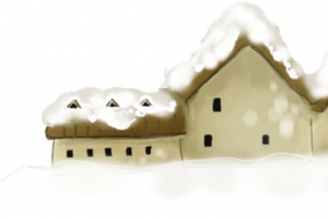 冬天房屋雪地海报