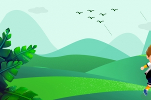 卡通创意踢足球手绘绿色banner