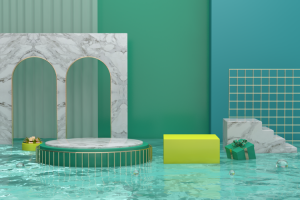 夏日清凉 狂欢 蓝色背景 C4D场景