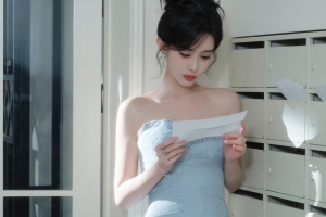 孟子义蓝色长裙3200x2000美女壁纸全屏高清