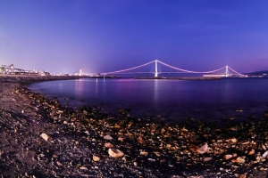 桥梁 海岸 石头 鹅卵石 贝壳 黄昏 4k壁纸 3840x2160