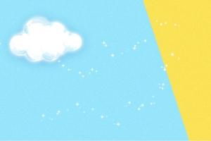 幼儿园卡通小清新蓝黄拼接海报banner