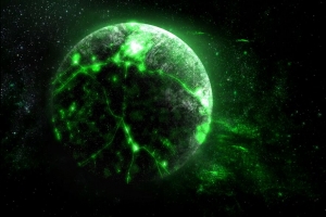行星 绿色 发光 明亮 太空 4k壁纸 3840x2160