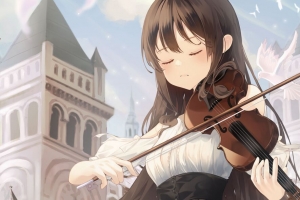 女孩 小提琴 音乐 动漫 4k壁纸 3840x2160