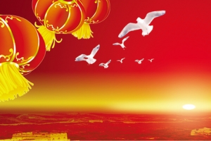 中国风红色革命和平鸽背景banner