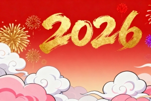 2026金色字体 祥云 烟花 4k壁纸图片