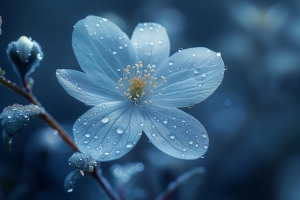 天蓝色白花 景深 4k壁纸 3840x2160