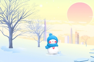 卡通雪人浪漫冬季景色banner