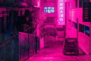 街道 霓虹灯 雨 光 夜 4k壁纸 3840x2160