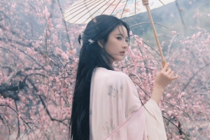 古风美女 刘些宁 侧脸 3440x1440带鱼屏壁纸
