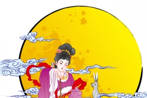 中秋嫦娥玉兔矢量素材