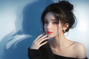 蓝色眼睛动漫美女3200x2000桌面壁纸