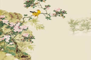 春晓花鸟彩雕背景