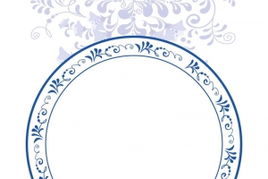 中国风蓝色花纹纹理平面广告