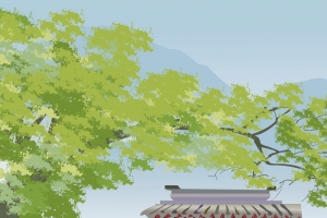 夏天庭院纳凉吃瓜