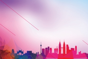 城市风光几何渐变五彩banner