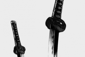 黑白色的日本武士刀
