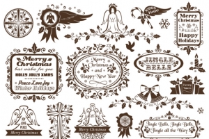 精致圣诞元素标签矢量素材