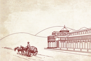 欧洲古建筑素描背景