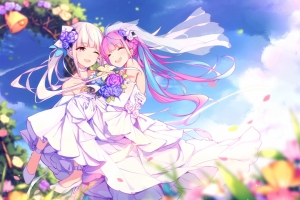 婚礼 姐妹 浪漫 鲜花 4k动漫壁纸