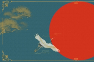太阳与白鹤背景