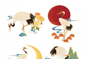 国潮风仙鹤系列高清PNG透明中国风设计素材免费下载