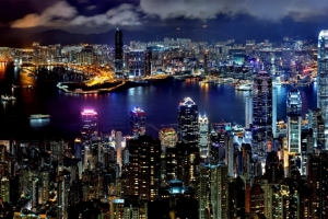 维多利亚港的夜景高清图片
