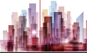 彩色城市虚影光效海报背景