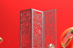 3D场景红色电商长款