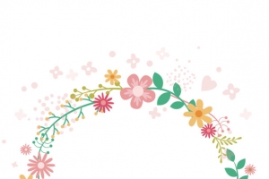 彩色花环粉色爱心