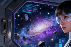 太空舱 女孩 短发美女 科幻 星空 赛博朋克3440x1440带鱼屏壁纸