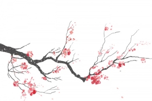 雪中的红梅花枝