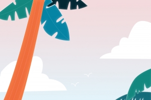 手绘夏天海滩元素