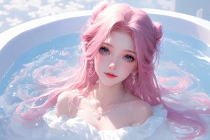 粉发沐浴少女动漫壁纸 2880x1800高清免费下载 适配平板笔记本便携设备