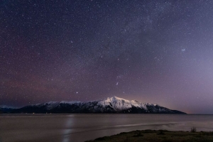 山 雪 海 星空 夜间 4k壁纸 3840x2160
