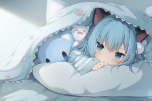 猫羽雫 被窝 可爱小女孩 4k动漫壁纸