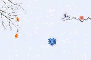 立冬雪景小清新蓝色banner