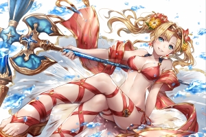 魔法杖 比基尼美少女 蓝色眼睛 4k动漫壁纸