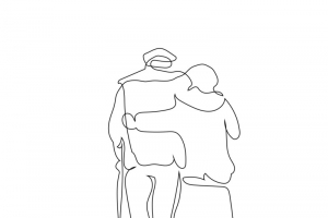 线条老人背影简笔画高清PNG透明免扣设计素材免费下载